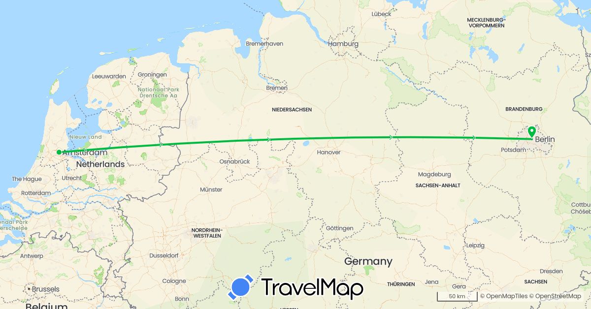 TravelMap itinerary: driving, bus in Germany (Europe)